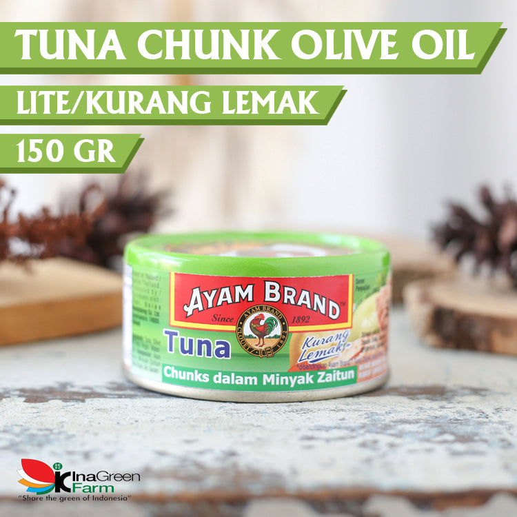 Inagreen Farm Bandung Ayam Brand Ikan Tuna Kaleng Chunk Light In Oil Olive 150gr