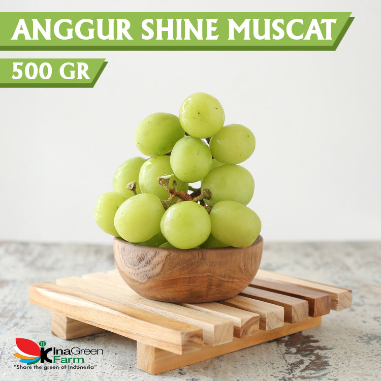 Inagreen Farm Bandung Buah Anggur Hijau Shine Muscat Premium 500 Gram